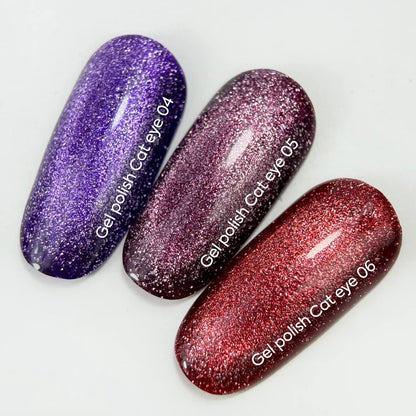 NAILSOFTHEDAY Gel Polish Cat Eye 04 — esmalte semipermanente morado oscuro efecto ojo de gato, 6 ml.