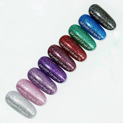 NAILSOFTHEDAY Gel Polish Cat Eye 05 — esmalte semipermanente rosa oscuro efecto ojo de gato, 6 ml.