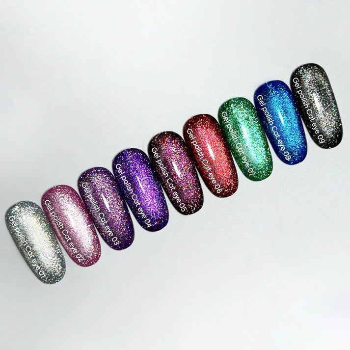 NAILSOFTHEDAY Gel Polish Cat Eye 05 — esmalte semipermanente rosa oscuro efecto ojo de gato, 6 ml.