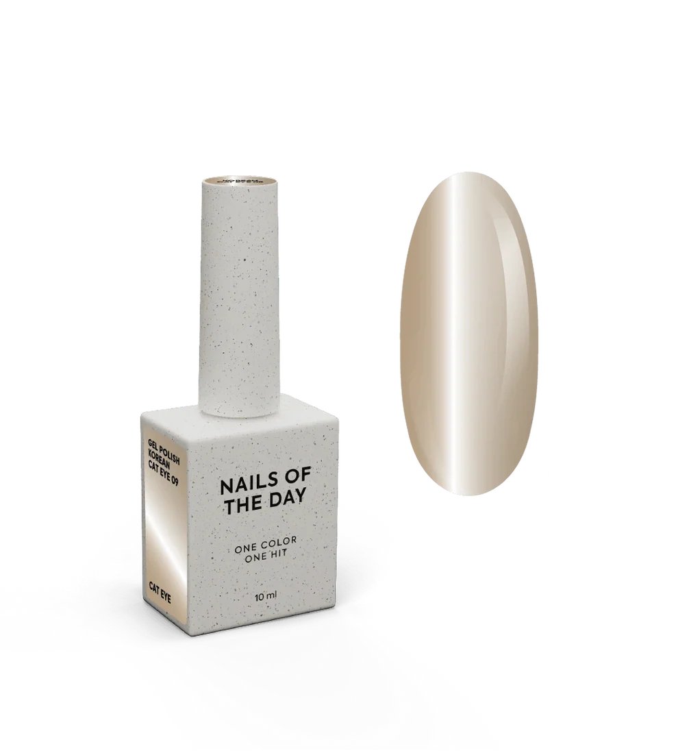 NAILSOFTHEDAY Korean Cat Eye 09 – esmalte semipermanente efecto ojo de gato nude beige, 10 ml