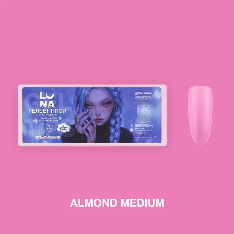 Lunamoon Gel Tips Almond Medium