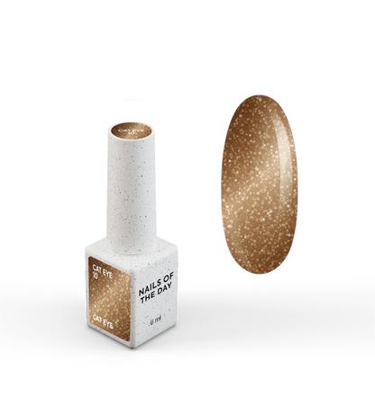 NAILSOFTHEDAY Gel Polish Cat Eye 10 — esmalte semipermanente efecto ojo de gato marrón con reflejo dorado, 6 ml.