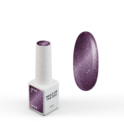 NAILSOFTHEDAY Gel Polish Cat Eye 12 — esmalte semipermanente efecto ojo de gato morado , 6 ml.