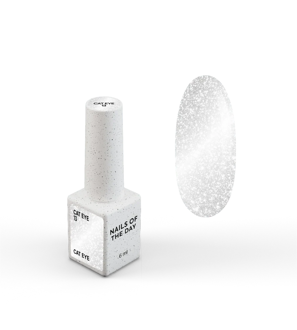 NAILSOFTHEDAY Gel polish Cat Eye 13 — plateado sobre base transparente, 6 ml