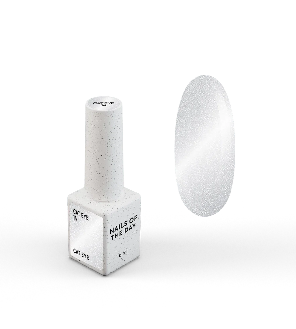 NAILSOFTHEDAY Gel polish Cat Eye 14 — plateado sobre base transparente, 6 ml