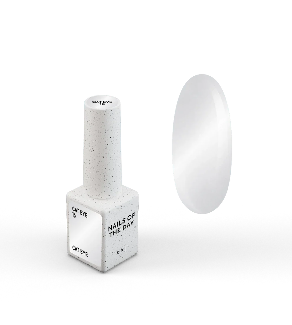 NAILSOFTHEDAY Gel polish Cat Eye 16 —  plateado sobre base transparente, 6 ml