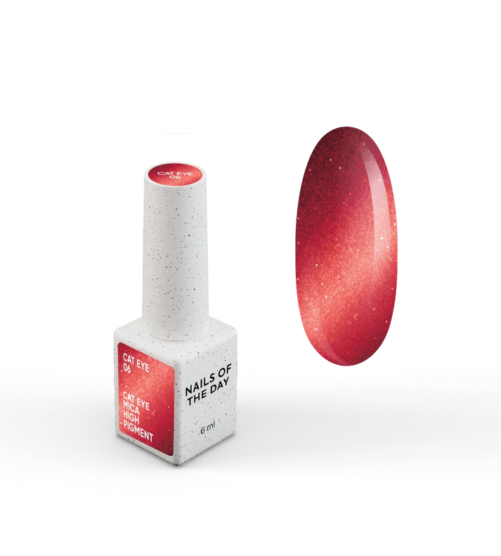 NAILSOFTHEDAY Gel Polish Cat Eye 06 — esmalte semipermanente rojo, 6 ml.