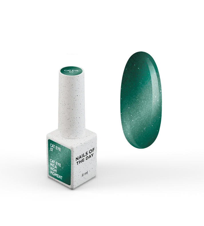 NAILSOFTHEDAY Gel Polish Cat Eye 07 — esmalte semipermanente verde efecto ojo de gato, 6 ml.