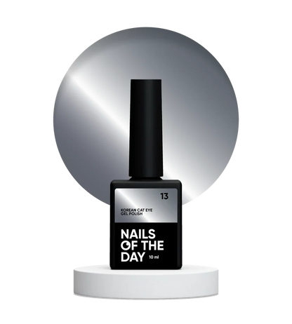 NAILSOFTHEDAY Korean Cat Eye 13 – esmalte semipermanente efecto ojo de gato gris oscuro, 10 ml