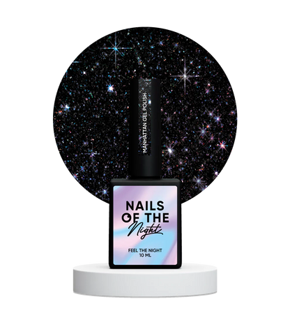 NAILSOFTHENIGHT Manhattan — esmalte semipermanente reflectante negro, 10 ml