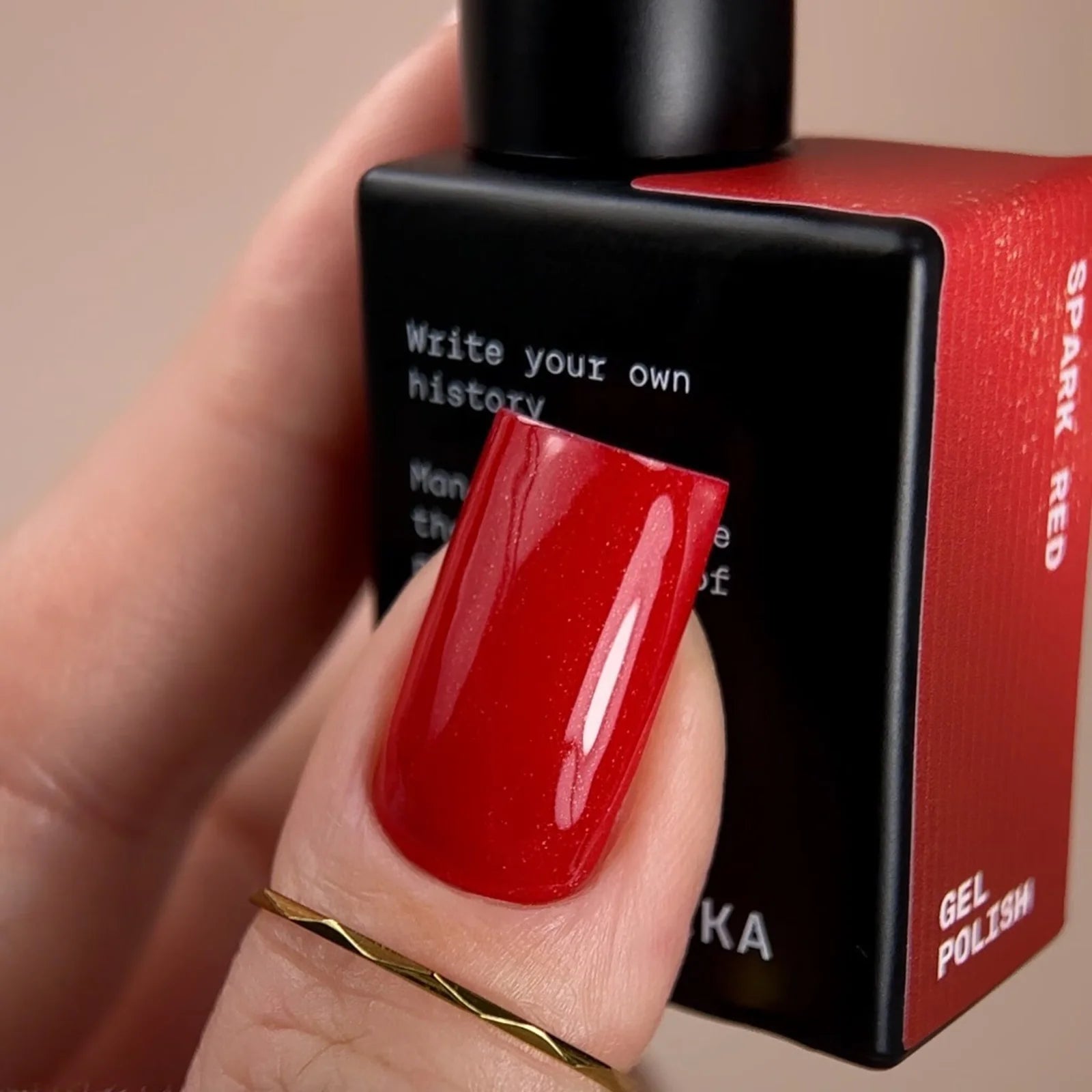 BIBLIOTEKA Gel Polish Spark Red - Red with a subtle shimmer, 10 ml