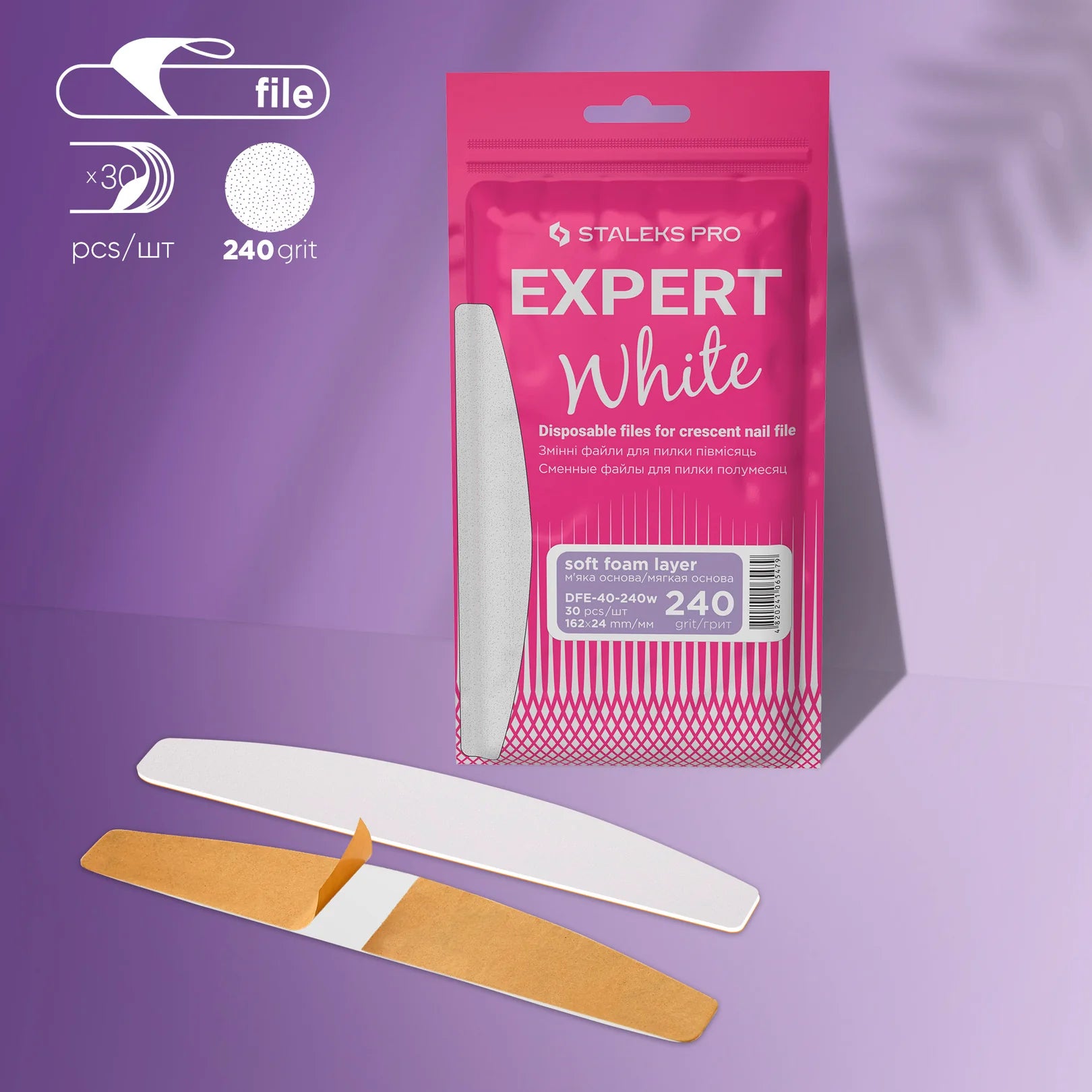 STALEKS EXPERT 40 Limas adhesivas para la lima media luna sobre una base blanda, grano 240 (30 uds.)