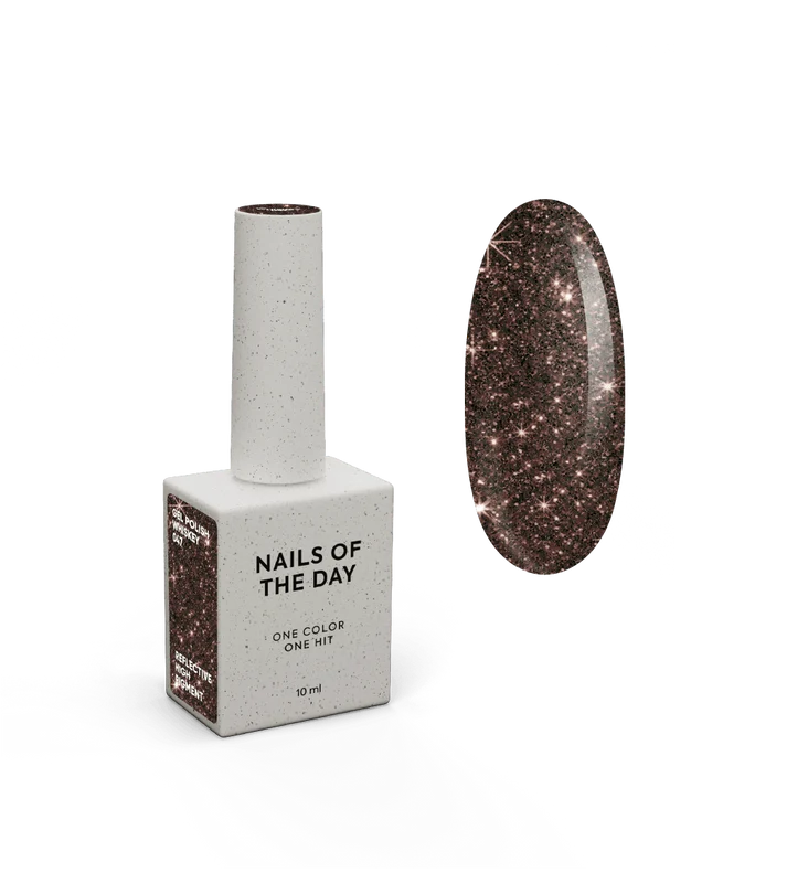 NAILSOFTHEDAY Whiskey — esmalte semipermanente reflectante marrón, 10 ml